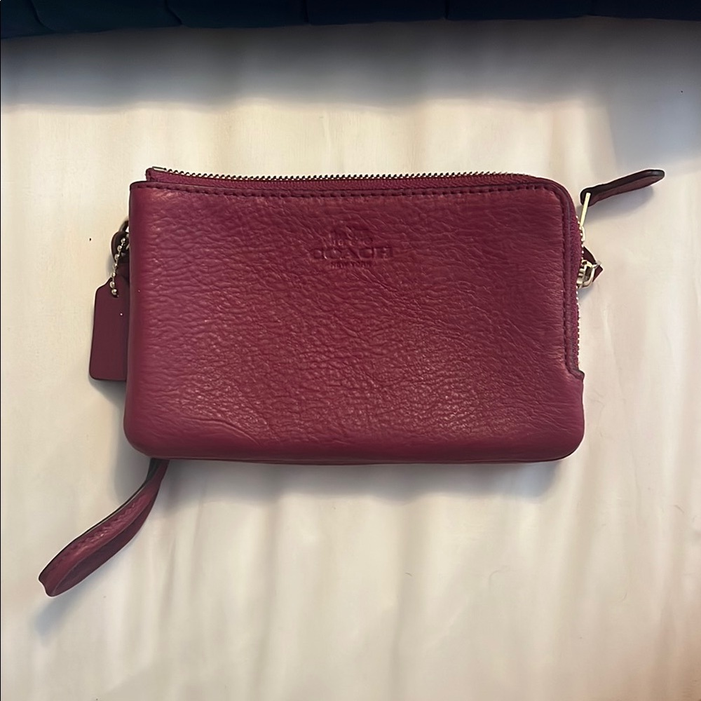 Coach Women's Burgundy Leather Wristlet